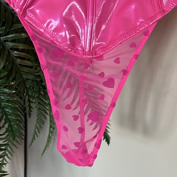 Brand New Flocked Heart Stretch Mesh & Stretch
Vinyl Halter Teddy Pink Peony - Picture 4 of 16